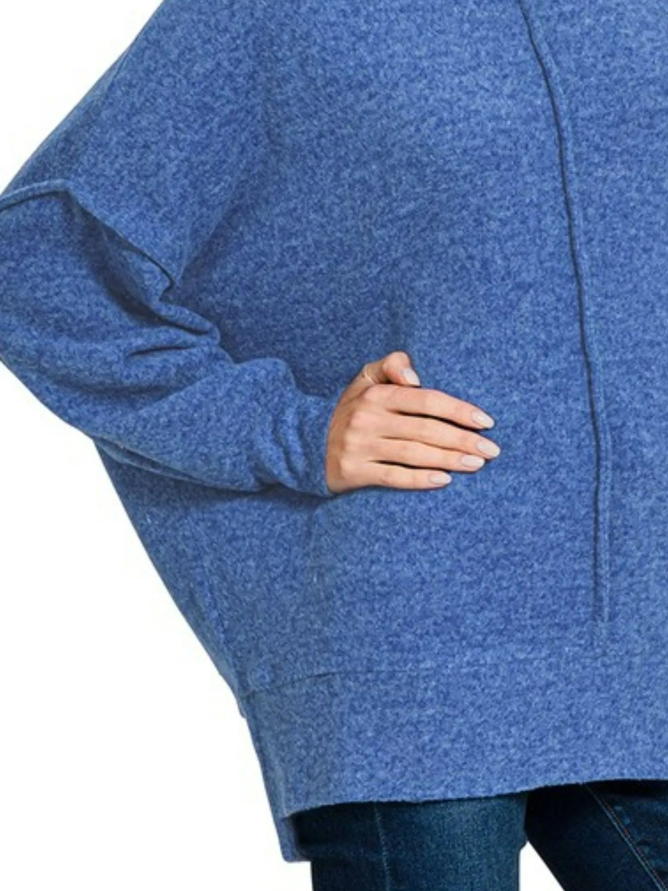 Zenana Light Navy Brushed Melange Hacci Oversized Sweater