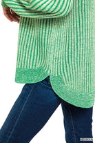 Zenana Light Mocha Curved Hem Two-Tone Ribbed Sweater