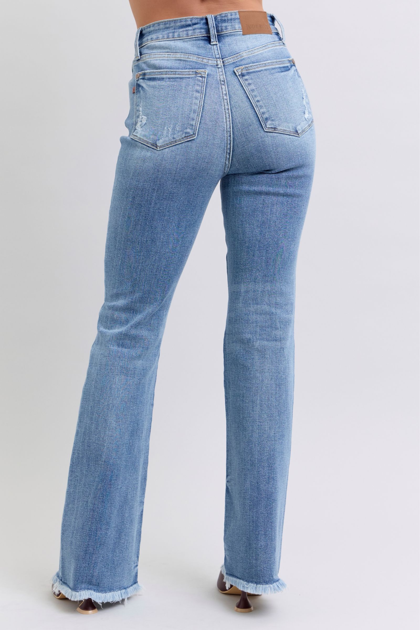 Judy Blue Medium Washed Raw Hem High Rise Bootcut Jeans Jeans