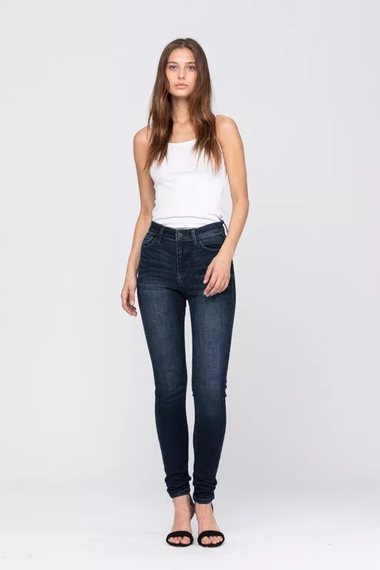 Judy Dark Washed Blue High Waist Washed Skinny Jeans