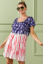 BiBi Vintage American Flag Theme Tee Dress Trendsi