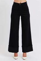 Judy Blue Black High Waist Reto Wide Leg W/ Cuff