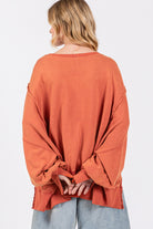 SAGE + FIG Amber Mineral Washed Side Slit Oversized Sweatshirt Trendsi