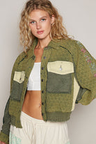 POL Basil Embroidered Sleeve Raw Edge Quilted Jacket Trendsi