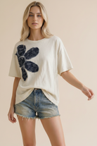 Haptics Paisley Petal Graphic Tee in Cream