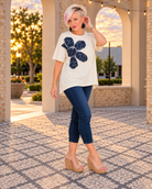 Haptics Free Spirit Paisley Floral Applique Top