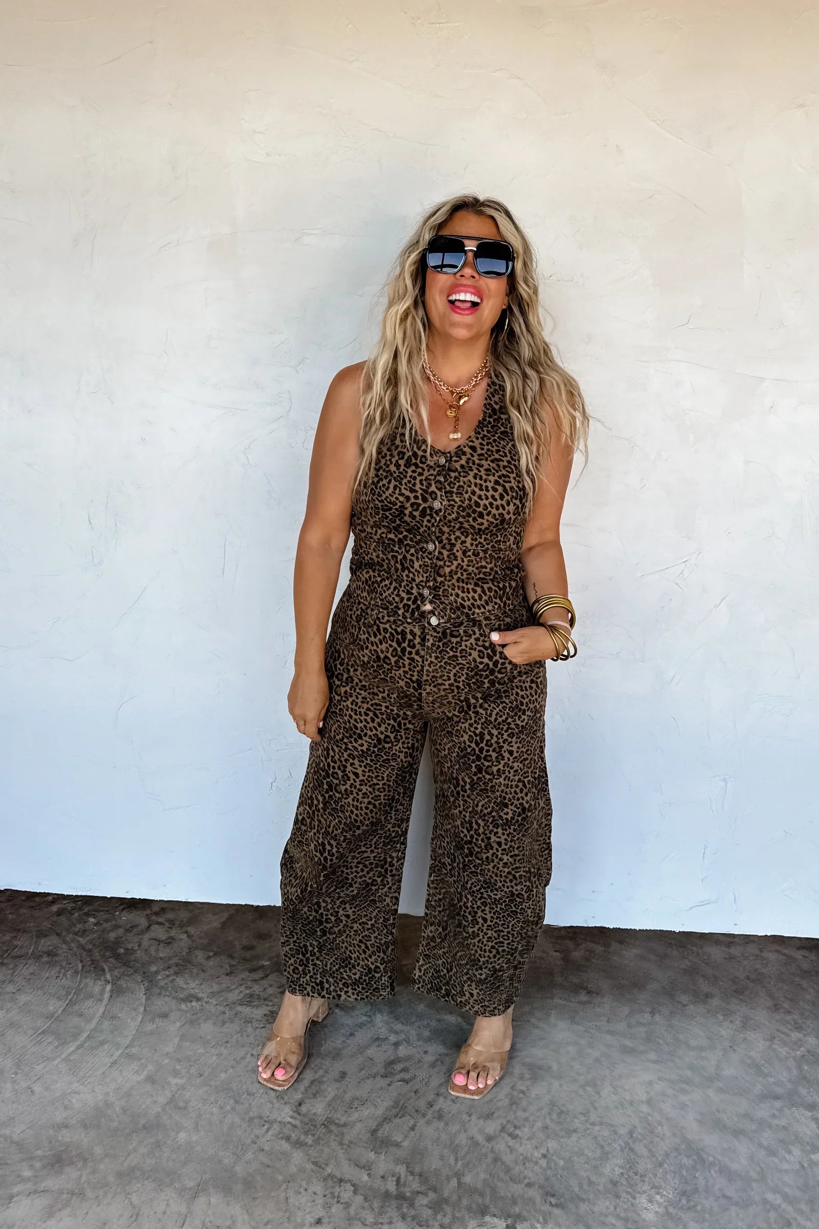 PREORDER: BLAKELEY Bex Cheetah Barrel Jeans (Stretchy) Womens