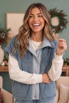 Haptics Snuggle Season Sherpa Vest in Slate