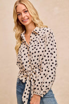 BiBi Cream & Black Polka Dot Print Tie Hem Detail Crop Shirt
