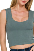 Zenana Ash Jade Double Layered Cropped Tank Top