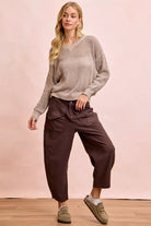 BiBi Vintage Mocha Washed Terry Pants with Pockets