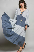 POL Tiered Boho Two-Tone Maxi Dress