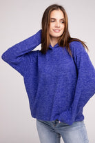 Zenana Light Teal Hooded Brushed Melange Hacci Sweater