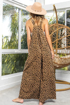BiBi Leopard Washed Corduroy Wide Leg Overalls