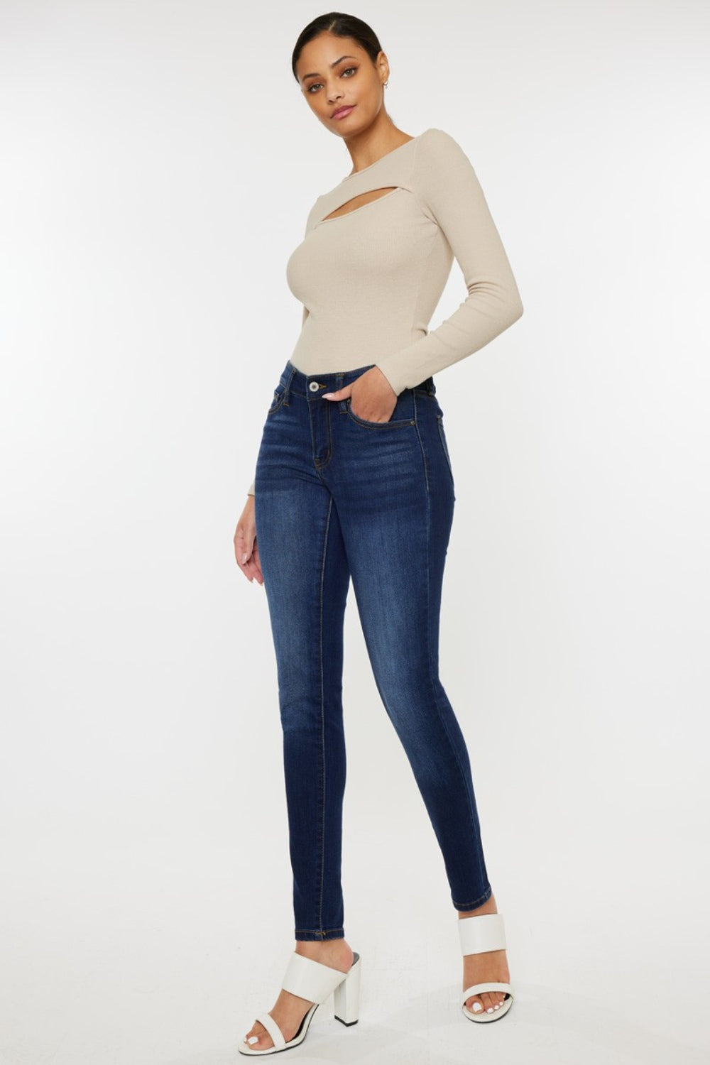 Kancan Mid Rise Gradient Skinny Jeans Jeans