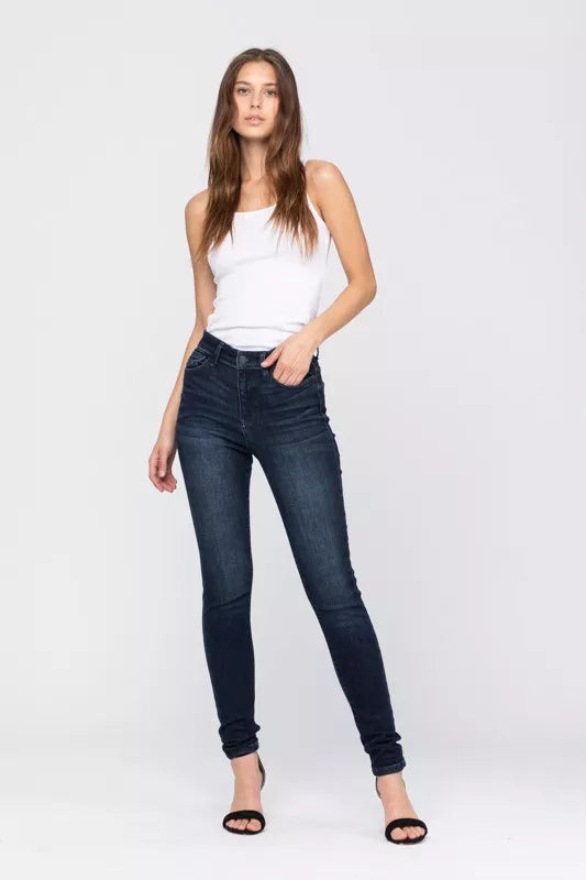 Judy Dark Washed Blue High Waist Washed Skinny Jeans