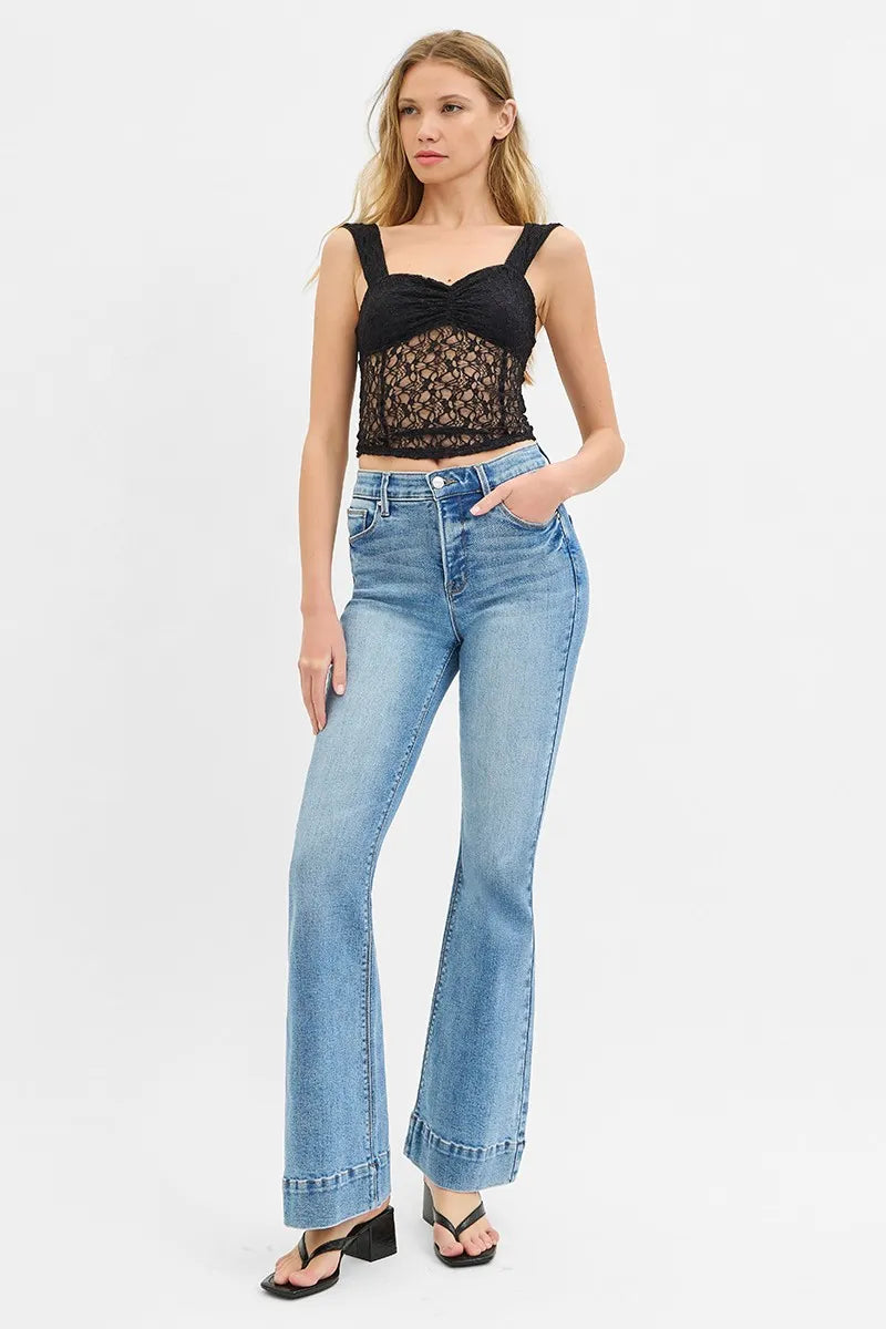 RISEN Tummy Control Elastic Band High Rise Flare Jeans