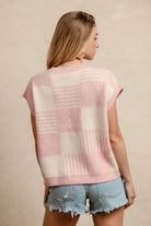 BiBi Black & Ivory Checker With Stripes Pattern Sleeveless Sweater