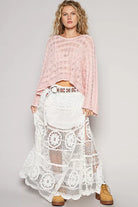 POL Crochet Floral Flared Skirt with Elastic Waist Band