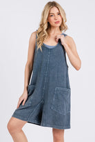 Mittoshop Navy Low Scoop Neck Tank Washed French Terry Romper