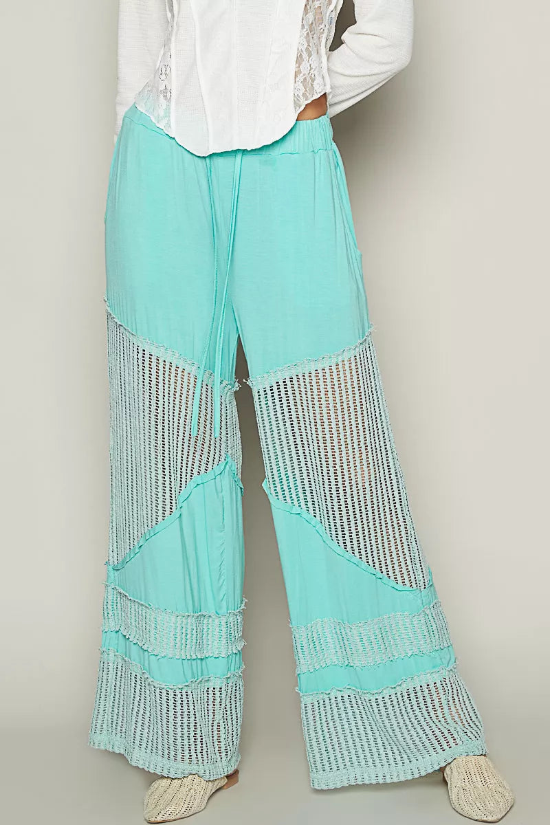 POL Electric Blue Drawstring Elastic Waistband Wide-Leg Pants ELECTRIC BLUE