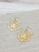 Prep Obsessed Filigree Tiger Dangle Earrings Ruby Idol Apparel