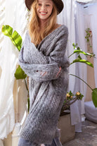 POL Distressed Cable-Knit Ombre Dying Cardigan