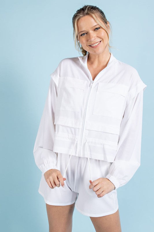 Rae Mode Crinkle Woven Cropped Jacket Rae Mode