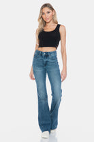 Judy Blue Medium Washed Tummy Control Cut Hem Flare Jeans Jeans