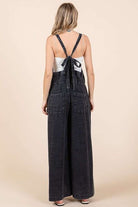 Mittoshop Washed Black Textured Wide Leg Overalls