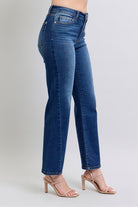 Judy Blue Medium Washed Side Seam Detail Straight Jeans with Pockets Jeans