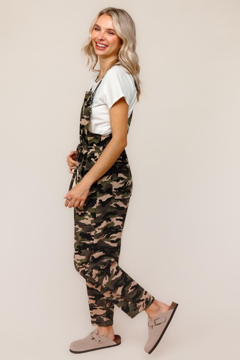 Haptics Comfy Camouflage Print Overalls Jumpsuits