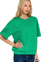 Zenana Kelly Green Scuba Short Sleeve T-Shirt and Shorts Set