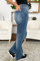 Judy Blue Leah Mid Rise Released Hem Dad Jeans Trendsi