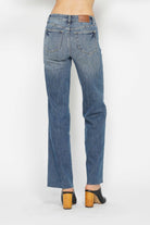 Judy Blue Tummy Control Medium Washed Straight Jeans With Raw Hem Jeans