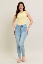 Judy Blue Light Washed Mid-Rise Tummy Control Vintage Wash Skinny Jeans