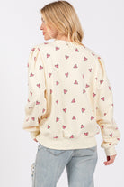 SAGE + FIG Cream Heart Printed Contrast Long Sleeve Sweatshirt