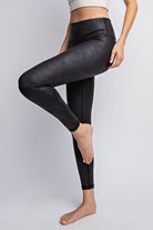 Plus PU Chintz Full-Length Leggings Black Rae Mode