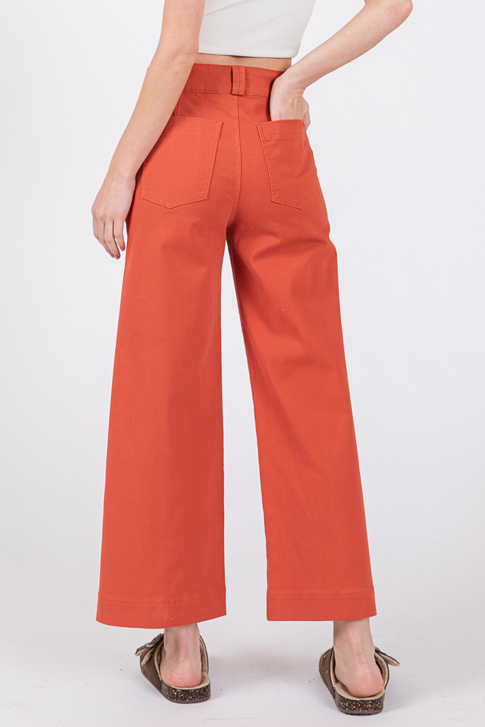 SAGE + FIG Cinnamon Wide Leg Cropped Pants Trendsi