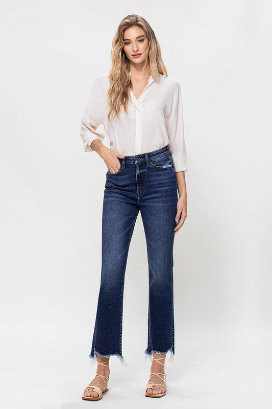 High Rise Distressed Hem Kick Flare Jeans VERVET by Flying Monkey