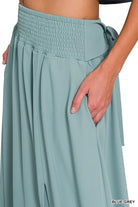 Zenana Blue Gray Heavy Woven Span Crop Tee & Skirt Set