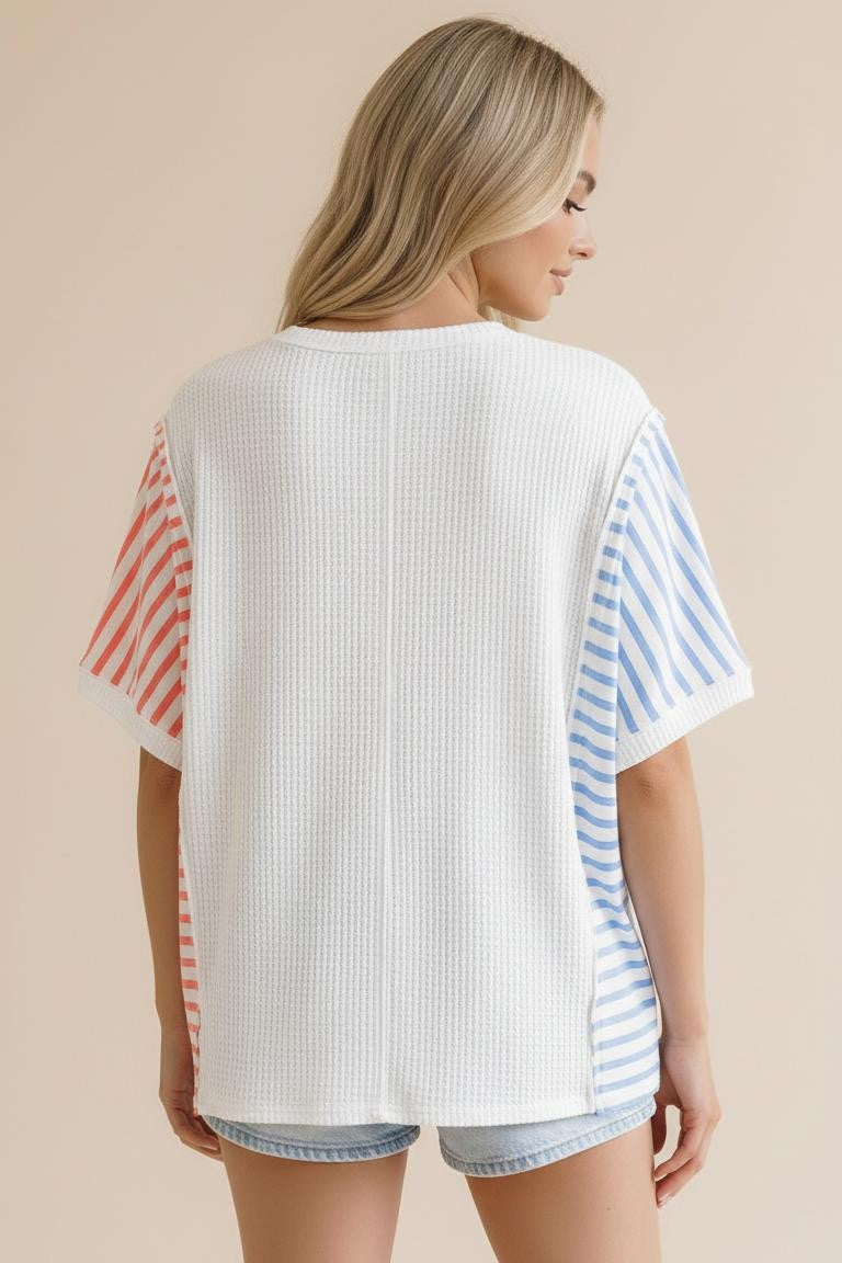 Haptics Stripe It Up Waffle Knit Top