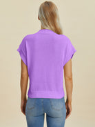 Double Take Mock Neck Short Sleeve Sweater Shirts & Tops