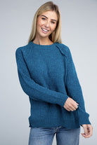 Zenana Raglan Chenille Long Sleeve Sweater OCEAN TEAL ZENANA