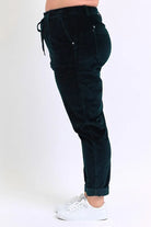 Judy Blue Emerald Green High Waisted Corduroy Cuffed Joggers