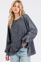 Mittoshop Titanium Mineral Wash Raglan Long Sleeve Oversized Top Titanium