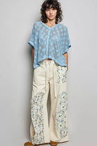 POL Cornflower Blue Crochet Lace Short Sleeve Top