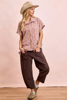 BiBi Vintage Mocha Washed Terry Pants with Pockets