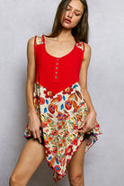 POL Ruby Round Neck Ribbed Tank with Woven Print Patch