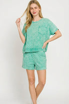 Zenana Kelly Green Halo Snow Washed Boxy Top & Shorts Set